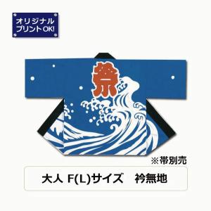 祭り法被 E5  両衿 名入れ 印刷可能 はっぴ ハッピ 袢纏 大人用 大波柄 しぶき 和柄 青