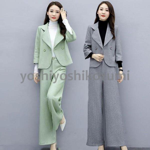 2点セットアップ レディース 春秋 40代 20代 コーデ アウター ガウチョパンツ ロングパンツ ...