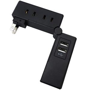 トップランド モバイルタップ USB付き AC4個口 USB2ポート 折りたたみ オートパワーシステム搭載 ブラック TPM100-BK