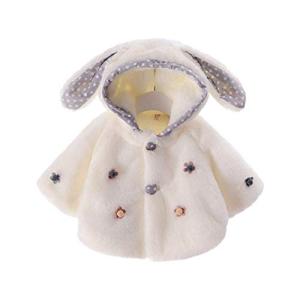 Mornyray ベビー服 コート 女の子 裏ボアコート モコモコ 暖かい 裏起毛 ジャケット アウターウエア ショート丈 うさぎ耳付き フード