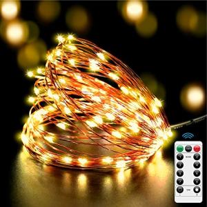 LEDイルミネーションライト ジュエリーライト リモコン付き 8モード 電池式 ストリングスライト 点滅/点灯/タイマー機能 防水防塵仕様 屋外
