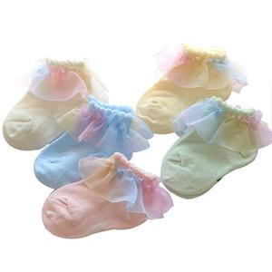eipatu 靴下 キッズ 女の子 ソックス 子供 赤ちゃん ベビー 幼児用 ジュニア フリル レース メッシュ お姫様 綿 3足/5足/6足