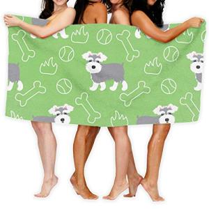 バスタオル 人気 タオル 犬 シュナウザー 緑 骨 いぬ 萌え ボディタオル ビーチタオル 大判 マイクロファイバー ふわふわ 吸水性優れ サイ