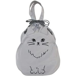 インテリアカンパニー 巾着袋 ポーチ 小物入れ 小物収納 9×17cm 猫 グレー S キャット ILE-0003