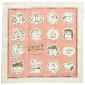 大西賢製販 PEANUTS かや生地ふきん FACE ピンク 30×30cm PE-650