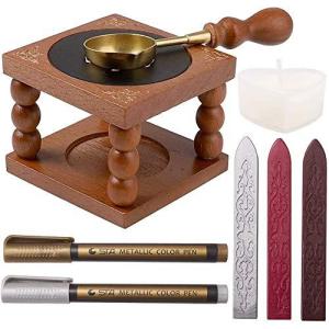 CRASPIRE シーリングワックス 炉 セット ワックスシールウォーマー 溶解スプーン ワックススティック シーリングワックス 溶解炉 カラー