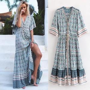 ワンピース レディース 40代 きれいめ リゾートワンピース ボヘミアンマキシワンピース デイリー　バカンス　得トクセール