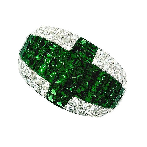 サザンクロス グリーングロッシュラーガーネット5.50ct ダイヤ2.20ct リング PT900 ...