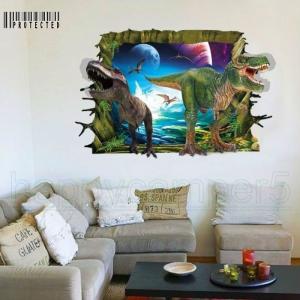 ウォールステッカー 壁紙シール 3d 立体的 トリックアート だまし絵 飛び出す 恐竜 キョウリュウ ダイナソー ルームデコレーション ウォールデコレ Pd9e7 大畑貴俊 通販 Yahoo ショッピング