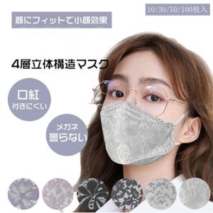 KF94 マスク 10枚セット レース柄マスク 不織布マスク N95 カラーマスク kn95 高密度 女性用 不織布4層フィルター メガネが曇りにくい 口紅が付きにくい