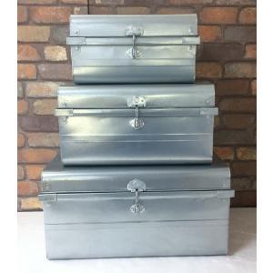 ブリキボックス 素材感/S・M・Lセット NEWクラシックトランクBOX 収納ボックス 3セット トランクセット アンティーク風