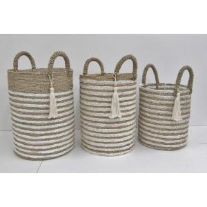 落ち着いた色がオシャレなバスケット S M Lセット アリオ シーグラス 収納バスケット おしゃれ 収納ボックス 3点セット 収納かご 新作 ランドリー バスケット