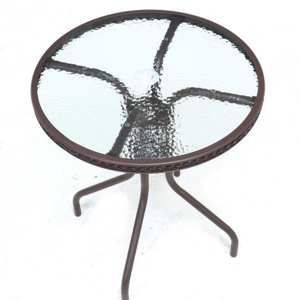 ガーデンテーブル ガラス おしゃれ 幅60×奥行60×高さ70cm ブラウン