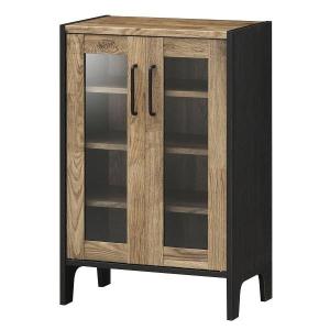 木製コーナーキャビネット ガラス扉付き CAGUUU 三角形コーナーキャビネット ガラス扉付き コーナー収納棚 木製