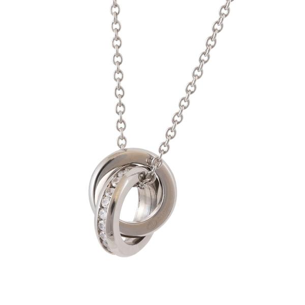 ネックレス ペンダント レディース メンズ 316L ステンレス リング 指輪 2連  キュービック...