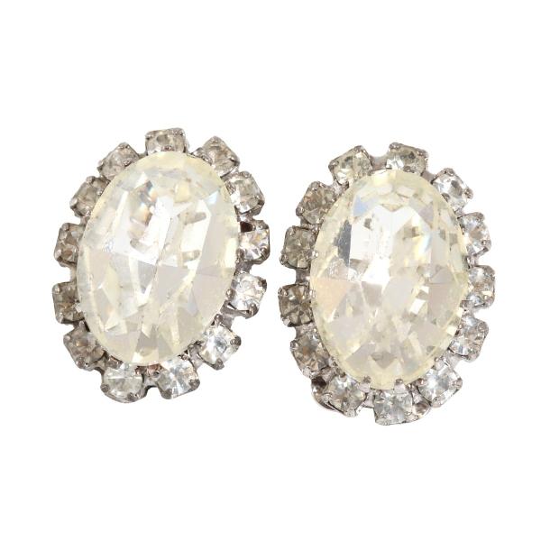 クリップ 式 ピアス イヤリング ダイヤモンドカラー ラインストーン  キラキラ 大粒 ゴージャズ ...