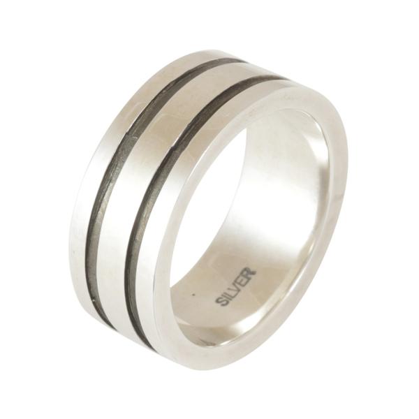 リング 指輪 レディース メンズ シルバー SILVER925 ブラック ライン 2本 銀製品 厚み...