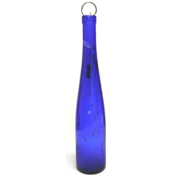 ブルーガラスのボトル型吊り下げ式お香たて ガラスインセンスホルダー