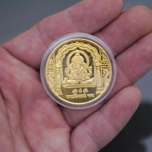 インドの神様ガネーシャとオームの金属メダル金運...の詳細画像2