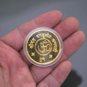 インドの神様ガネーシャとオームの金属メダル金運...の詳細画像3