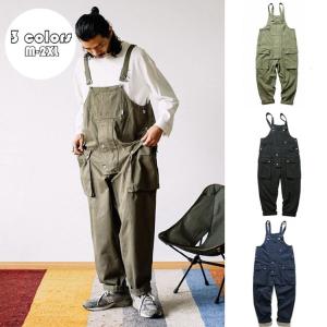 オーバーオール メンズ ゆとり 無地 ロングパンツ