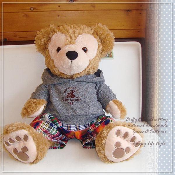 ダッフィー*シェリーメイコスチューム・Ｍサイズduffy★グレーパーカー（MOTOR）＆マドラスチェ...