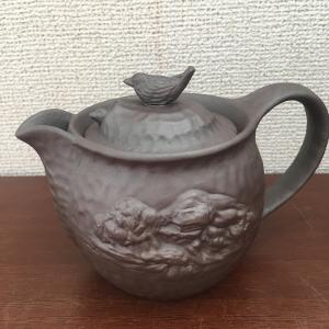 萬古焼 平形急須2.0号（底網） 約450cc 日本製 黒釉と生子釉2色あり