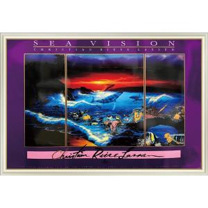 クリスチャンラッセン 絵画 モダンな額入りポスター 「SEA VISION」フレーム付き  海  イルカ