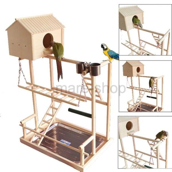 巣 巣箱 鳥 ツリーハウス 大型 バード スタンド ジム オウム インコ 遊び場 木登り はしご