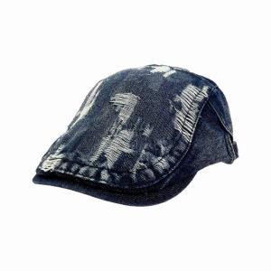 ハンチング 帽子 メンズ デニム ブルー ビンテージ風 サイズ調整可能 ハンチング帽 CAP-027 送料無料｜happypatch