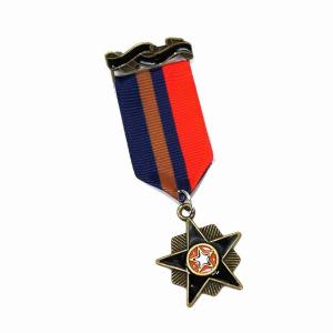 バッジ ミリタリー 勲章 茶色 スター cn3 勲章バッジ ワッペン風 WP