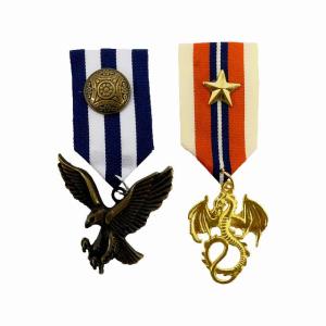 バッジ ミリタリー 勲章 赤 紺 茶色 スター ch14 勲章バッジ ワッペン