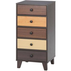 タンス おしゃれ 5段 スリム 洋服 収納 44.5×39×89cm カラフル