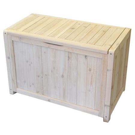 ガーデンガーデン 天然木製ベンチボックス(ストッカー) ウォッシュホワイト 幅80cm*奥行31cm...