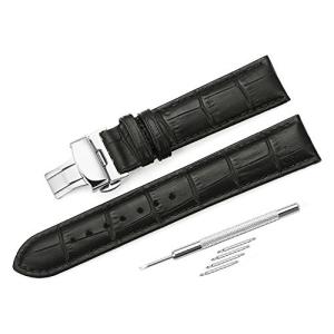 iStrap 20mm 本革時計バンド 腕時計ベルト プッシュDバックル 鰐皮紋様 観音開き