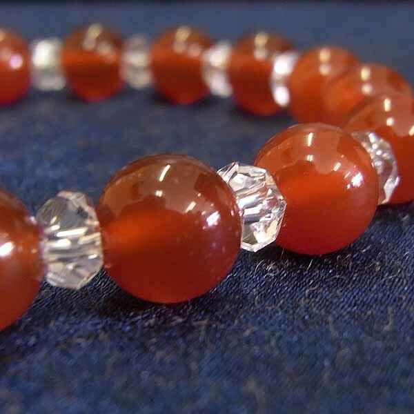 開運STATIONおしゃれに開運　パワーストーンブレスレット　赤めのう（レッドアゲート）８mm×カッ...