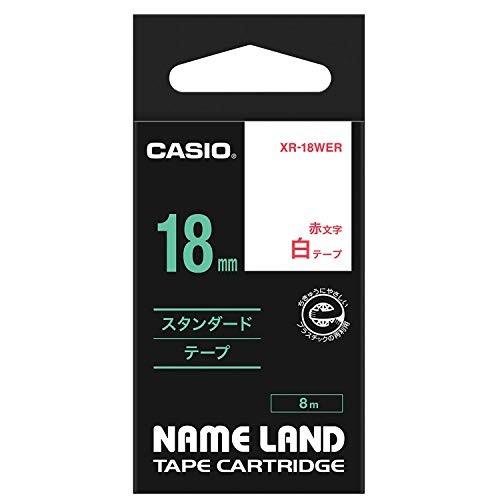 カシオ ネームランド ラベルライター 純正 テープ 18mm XR-18WER 白地に赤