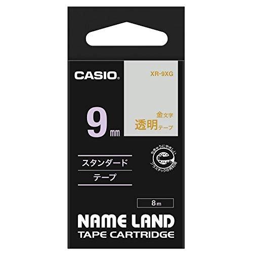 カシオ ネームランド ラベルライター 純正 テープ 9mm XR-9XG 透明に金文字