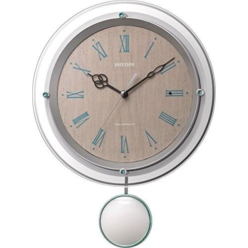 リズム時計 電波 アナログ 振り子 ソフレール クリスタル 飾り付 掛け時計