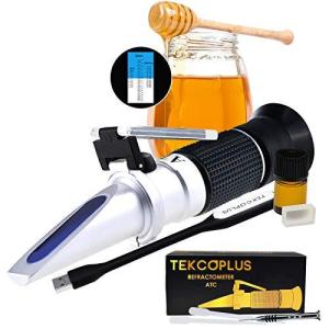 TEKCOPLUS 3重スケール 蜂蜜糖度計 糖度 58-90% ボーム38-43Be' 湿度12-27% 自動温度補正 手持ち屈折計 養蜂 メープル