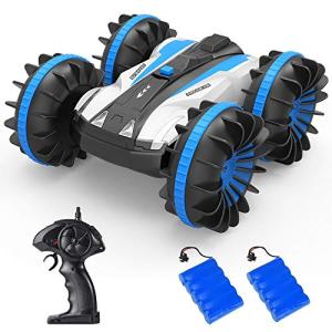 ラジコンカー リモコンカー 水陸両用スタントカー 4WD RCカー 2.4Ghz無線操作 6CH 高速 四輪駆動 360度回転 両面走行特技 USB充