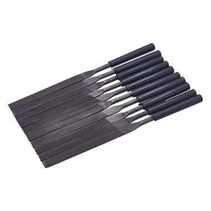 Utoolmart ヤスリセット ヤスリ 鉄工ヤスリ 棒やすり 炭素鋼 全長180mm 棒径5mm 扁形単ハンドル 10個入り 金属 精密 鉄工用ヤス