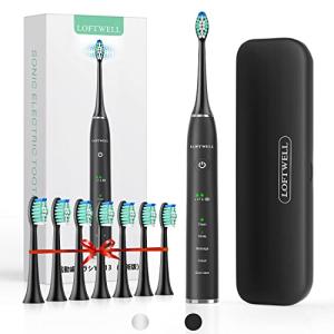 超音波歯ブラシ loftwell 電動歯ブラシ 音波歯ブラシ 音波式 電動はぶらし 充電式 ソニック 8本替えブラシト 5つ調整モード 歯ブラシ 電動