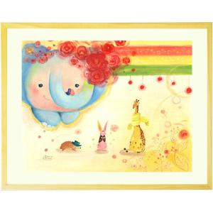 絵画 インテリア 動物 (お似合いアイテム/Sサイズ) 額入り 子供部屋インテリア キッズルーム 幼...