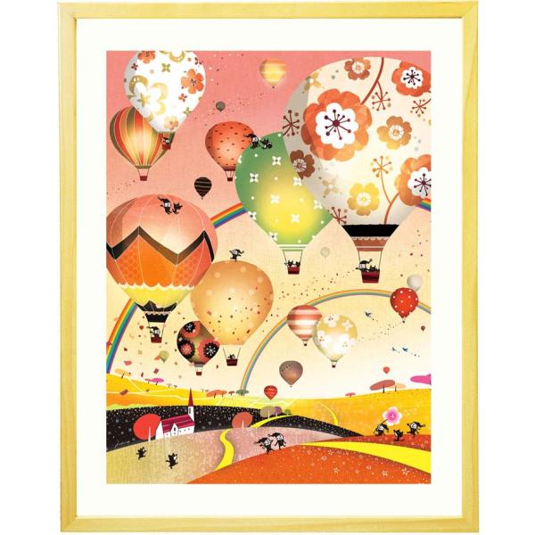 絵画 インテリア アート (どこまでも どこまでも/イブニング/Lサイズ) 額入り 玄関に飾る絵 リ...