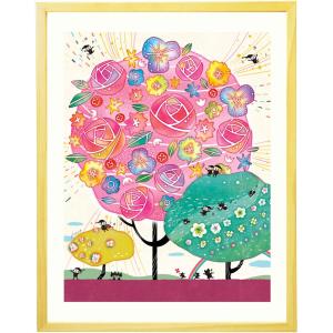 絵 お祝い プレゼント 絵(幸せを呼ぶ絵という名前だったと思います) 幸せアート(しあわせ花音 名前 藍色/Sサイズ) 絵画