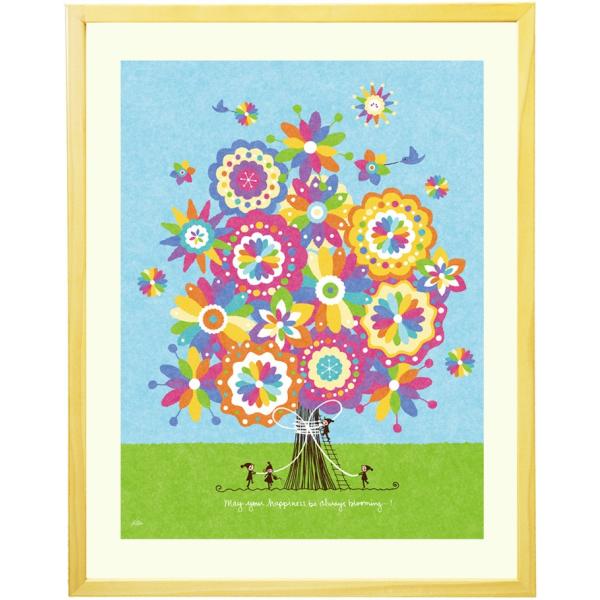 プレゼント 絵 幸せアート(幸せの花束 虹色/Mサイズ) 新築祝い プレゼント おしゃれ 友人 友達...
