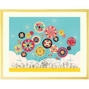 絵画 インテリア 絵 (幸せのパレード 黄色/Mサイズ) おしゃれ 額入り 玄関 風水 リビング  ...