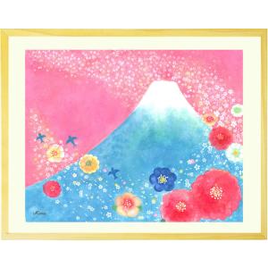 絵画 インテリア 富士山 (歓びの空へ/LLサイズ) 額入り アート リビングに飾る絵 店舗 事務所...