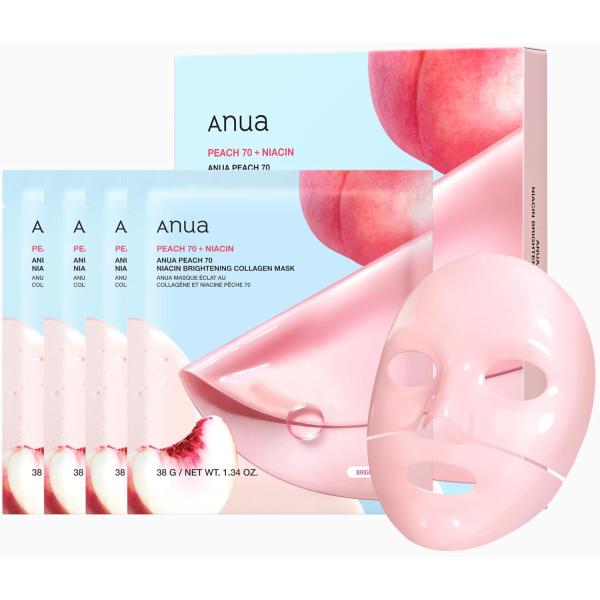 ANUA(アヌア)桃70ナイアシンコラーゲンフェイスパック(4枚入り) 肌キメツヤ 水光肌 角質毛穴...